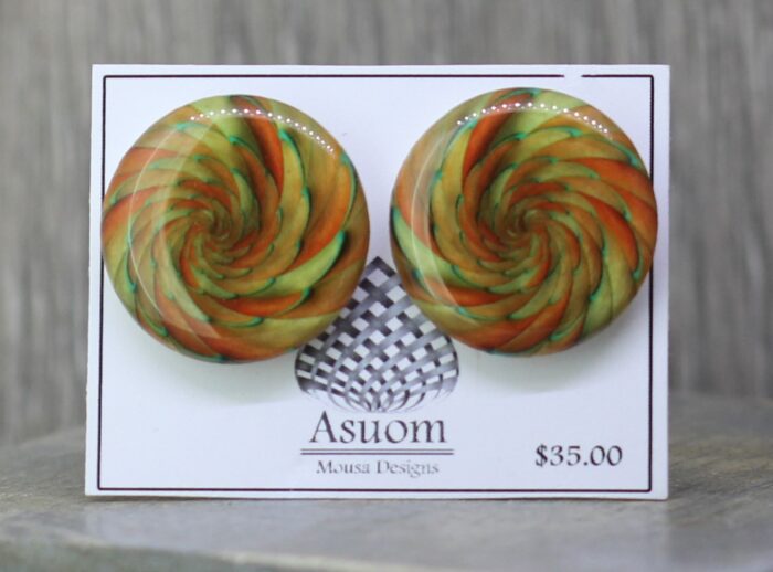 Orange Vortex Resin Studs