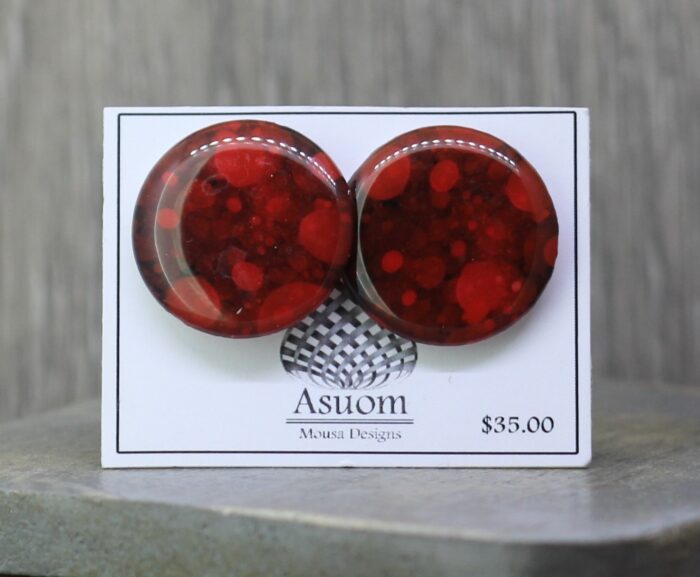 Red Bubbles Resin Studs