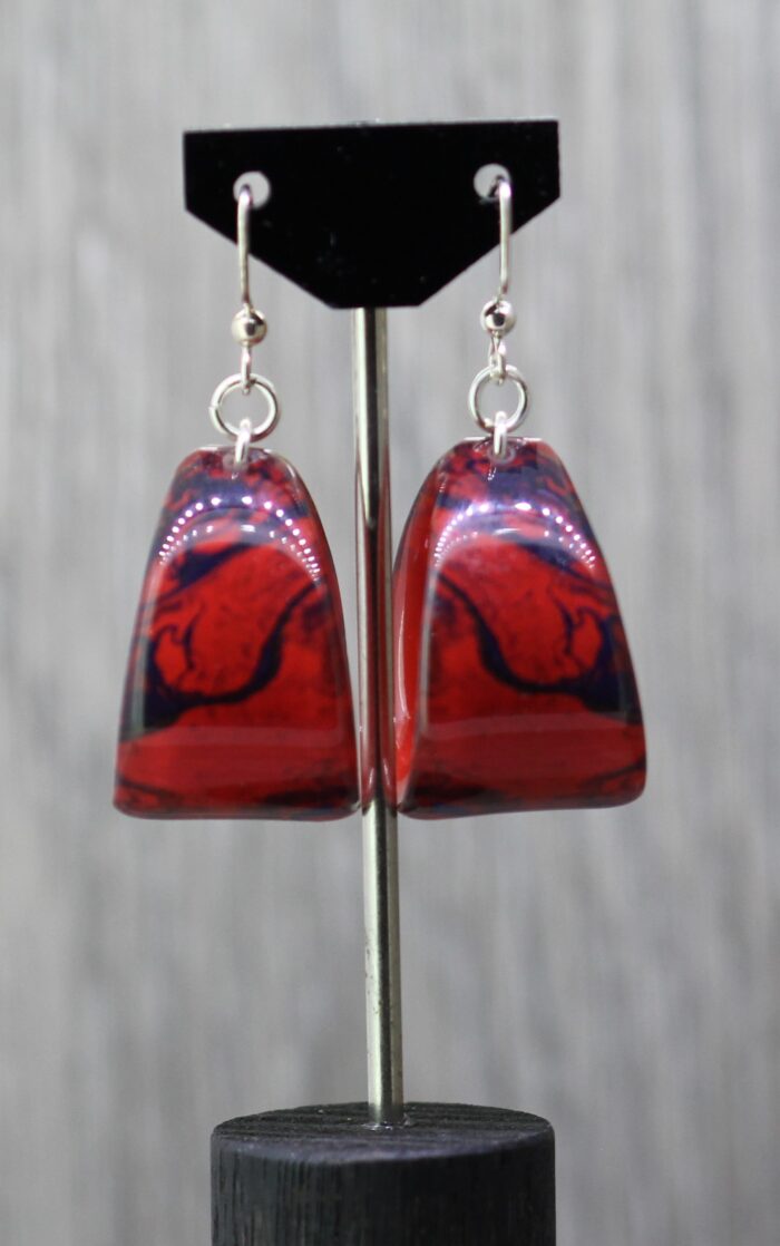 Red Marble Resin Earrings