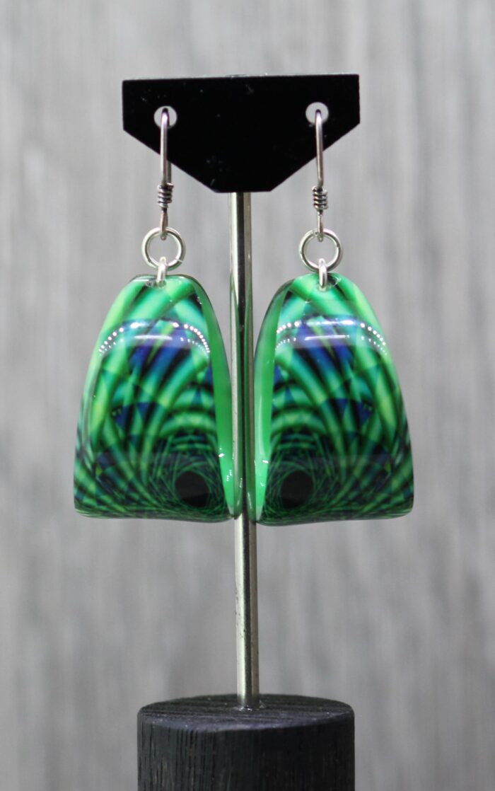 Green Surprise Resin  Earrings