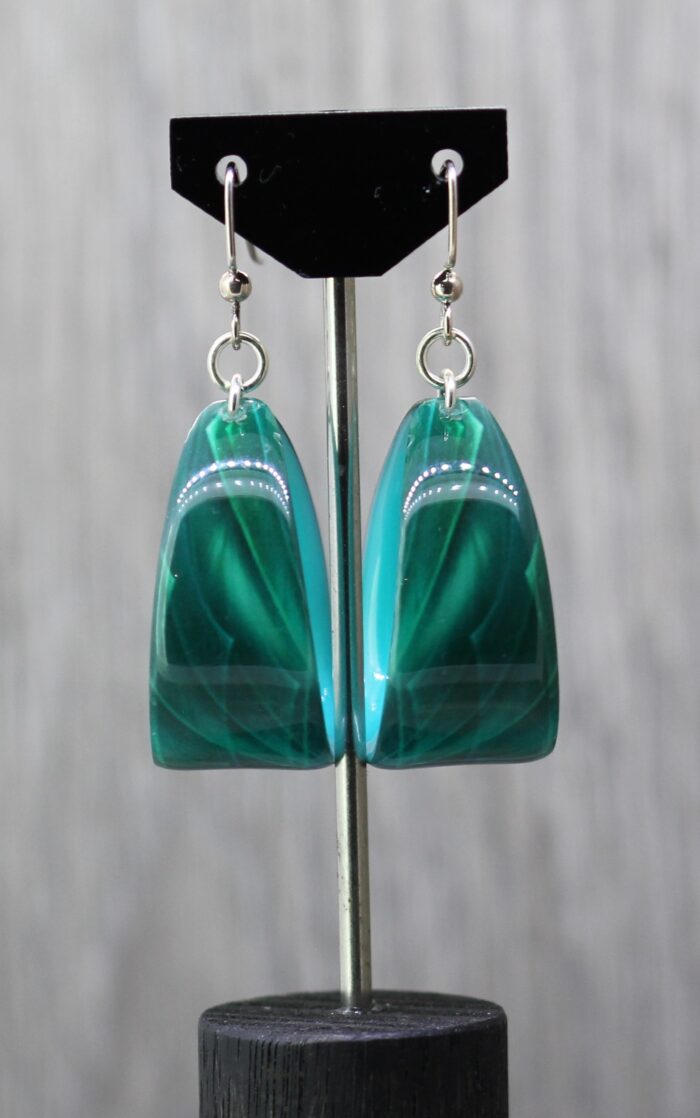 Green Fossil Resin Earrings