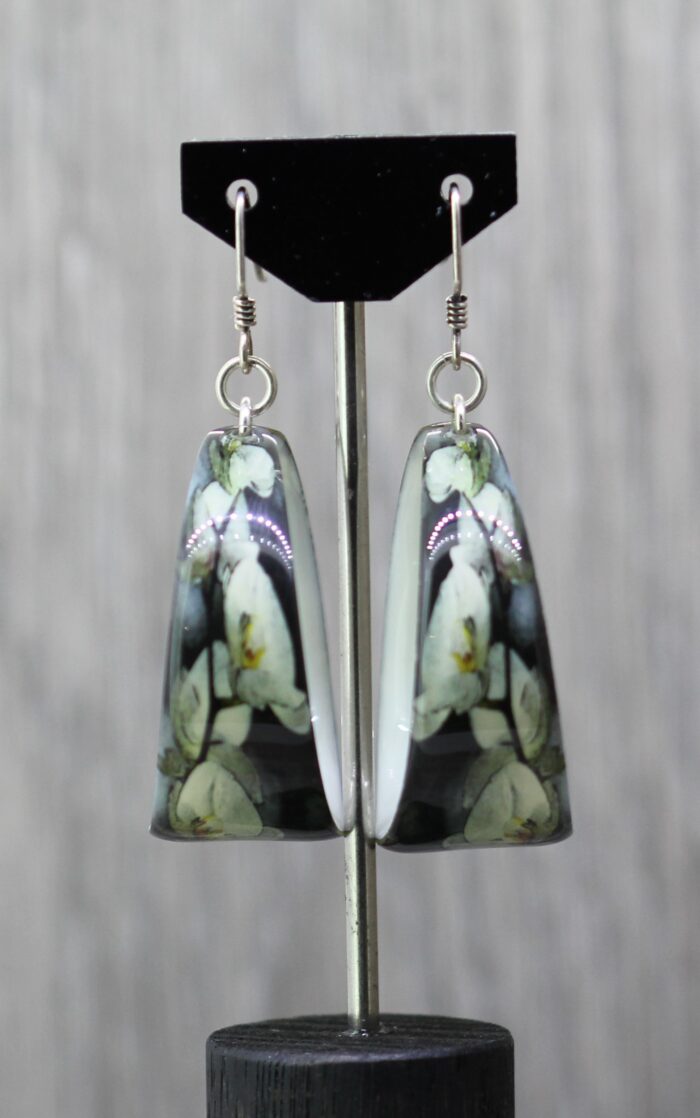 Black Orchid Resin Earrings