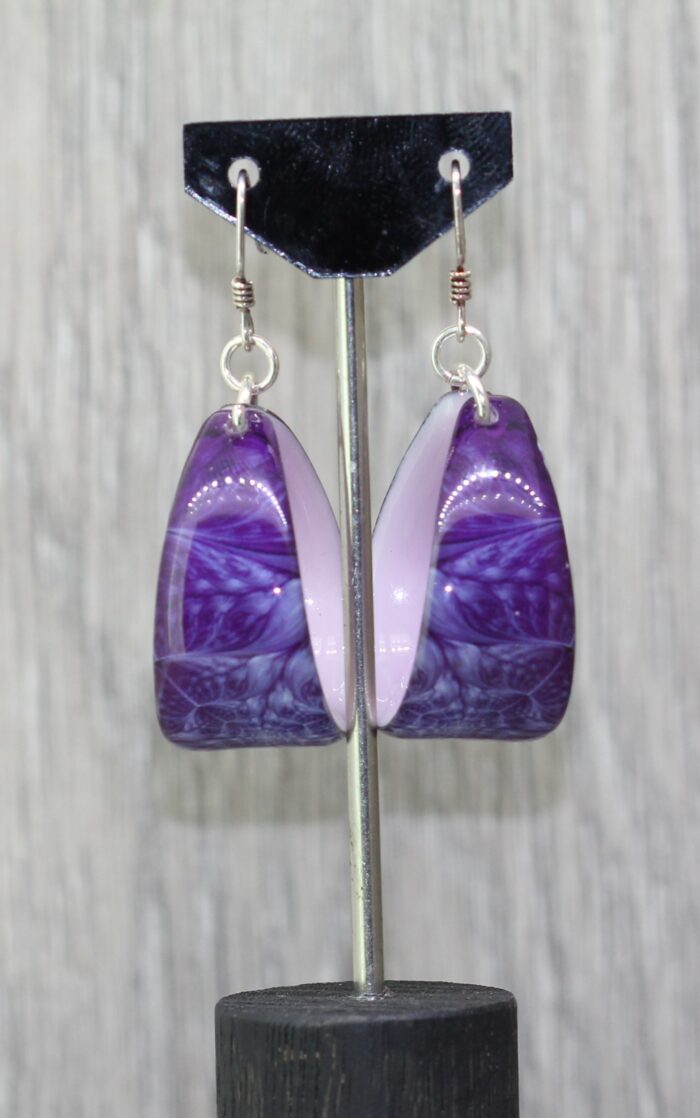 Purple Cobweb Resin Earrings