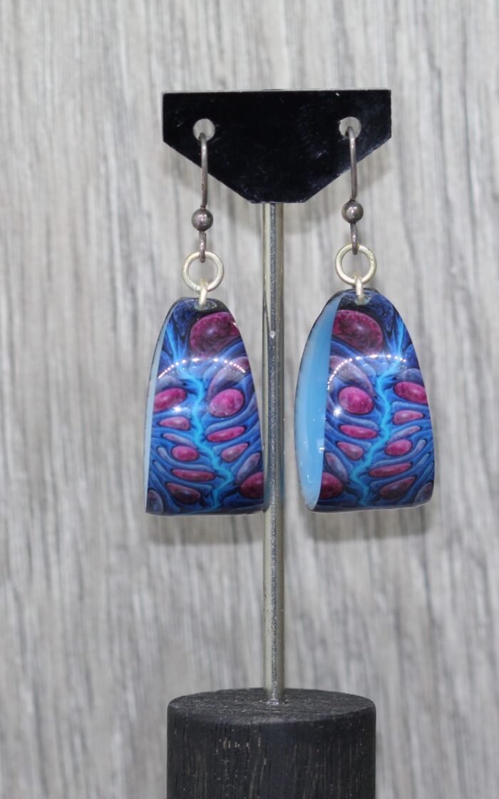 Blue Dinosaur Resin Earrings