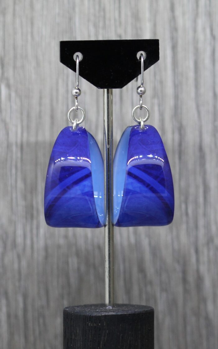 Blue Geometry Resin Earrings