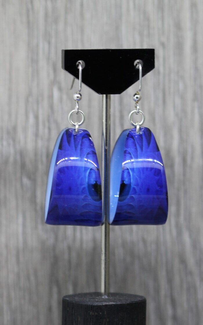 Blue Fossil Resin Earrings