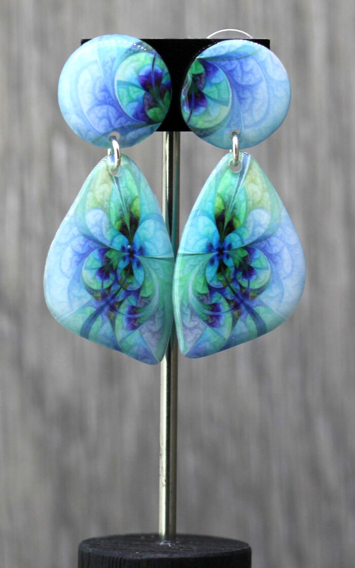 Fractal Pastel Resin Earrings 2