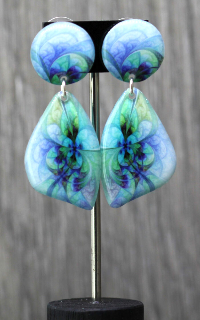 Fractal Pastel Resin Earrings 3