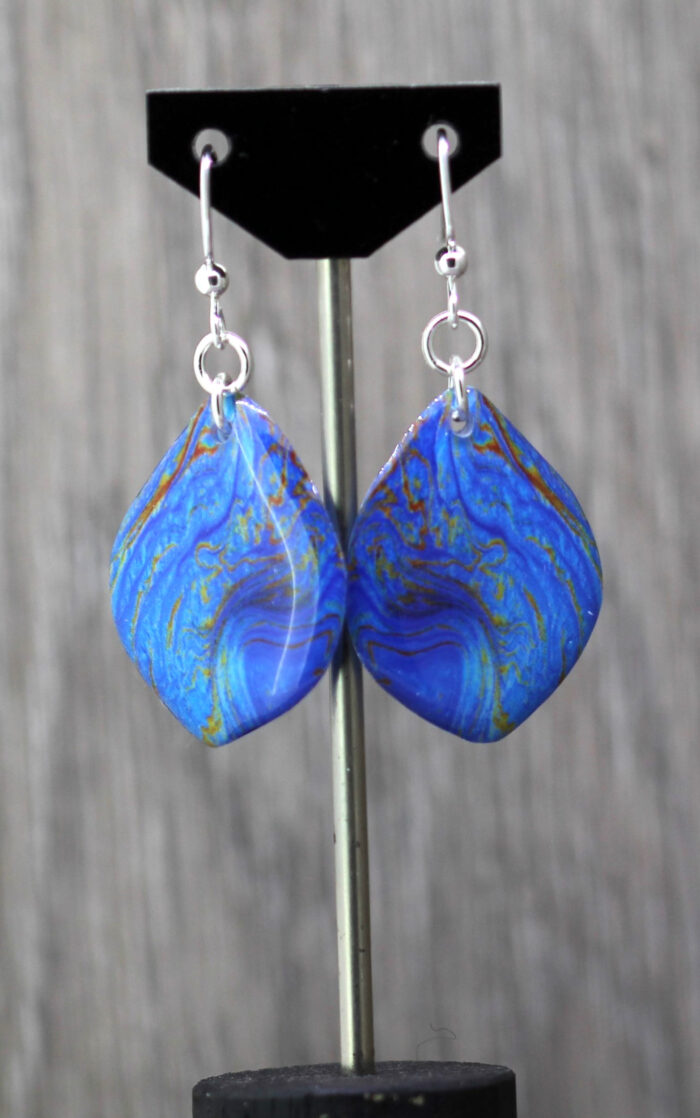 Deep Blue tiger Resin Earrings 2