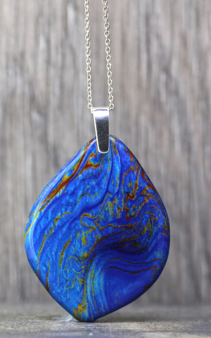 Deep Blue Tiger Resin Pendant