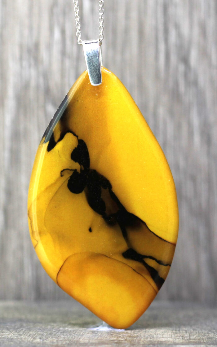 Yellow and Black Trail Resin Pendant