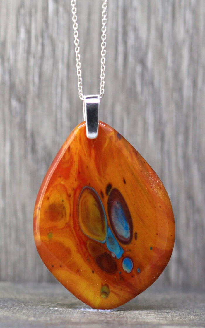 Orange Cosmos Resin Pendant