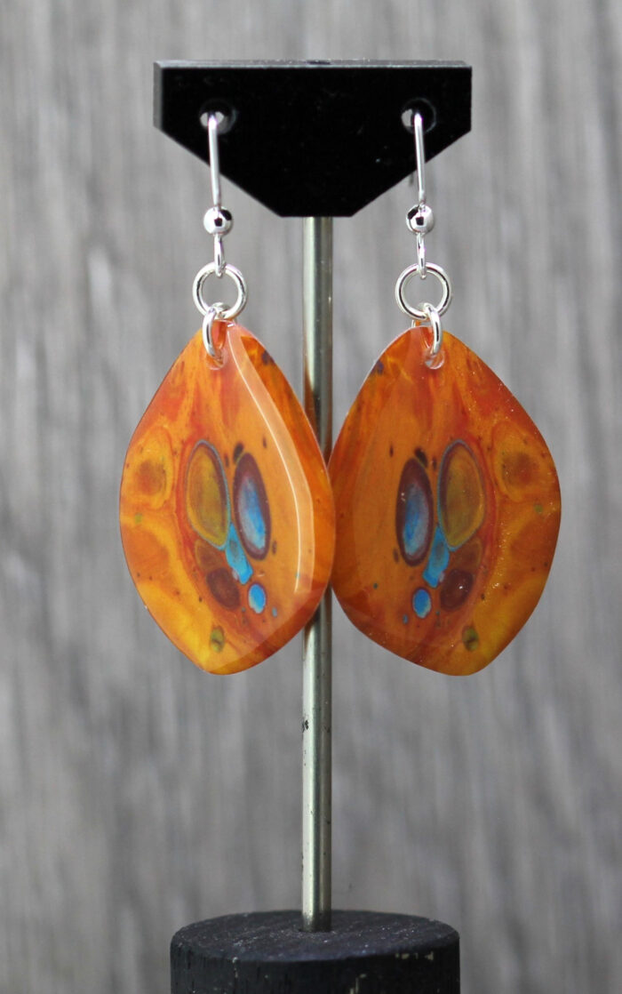 Orange Cosmos Resin Earrings 2