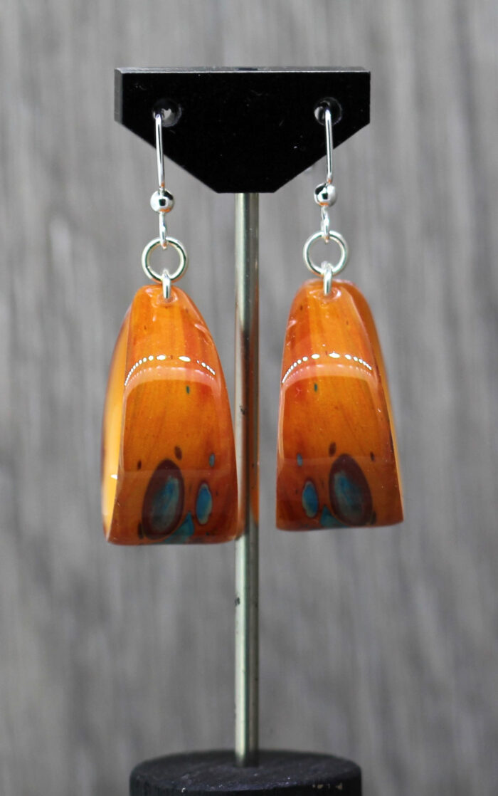 Orange Cosmos Resin Earrings 1