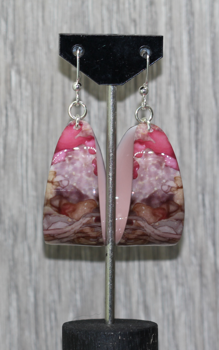 Pink Anemone Coral Resin Earrings