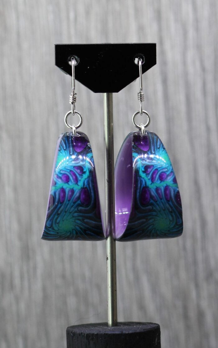 Purple Prehistoric Resin Earrings